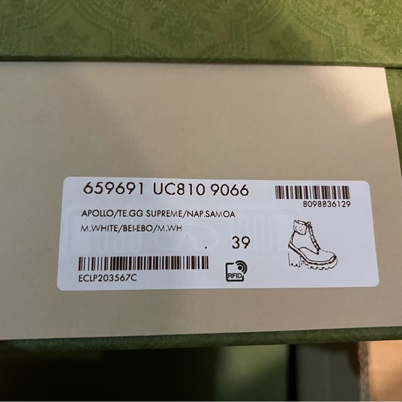 New GUCCI boots GG Supreme Monogram Nappa Quilted Lace Up Ankle Boots 39 White - Picture 8 of 8